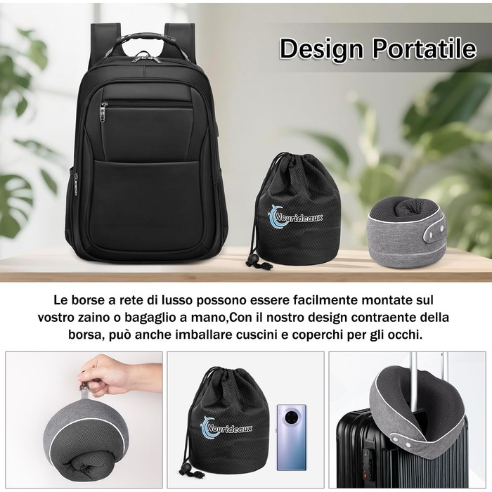 Подушка для шиї темно-сіра для подорожей: подушка-білочка, авто, літак, комплект для подорожей