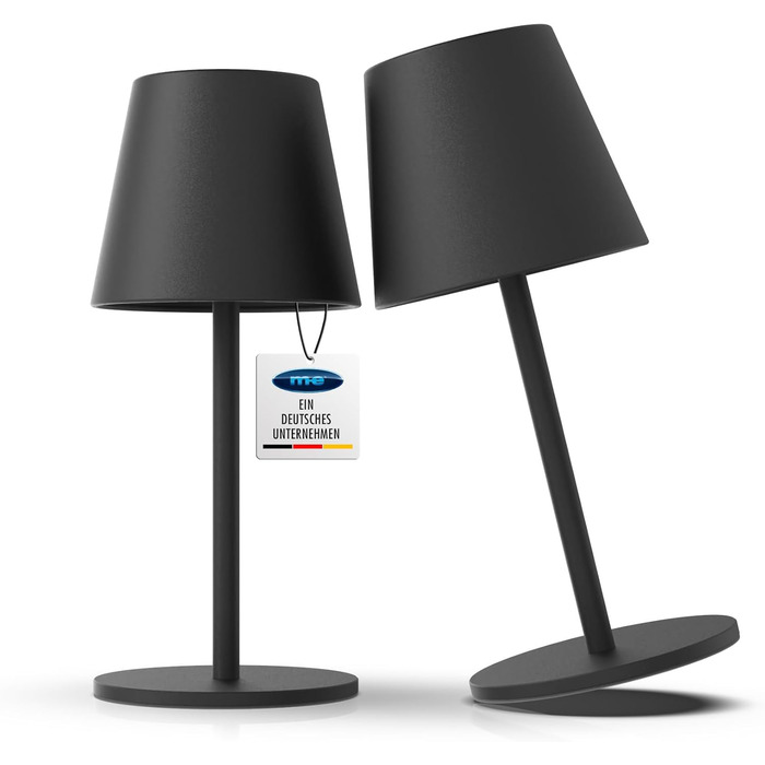 LED настільна лампа LUNA-80-W з регулюванням яскравості, акумуляторна, 5200mAh, 8-72 год роботи, регульована висота (5 рівнів), сенсорне керування, тепле біле та кольорове підсвічування (7 кольорів), чорний (2 шт.)