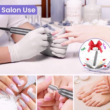 Електричний фрезер для нігтів з регулюванням швидкості, 20000 об/хв, для манікюру та педикюру, набір для видалення кутикули, Shellac, Acrylgel, гель-лаку, акрилу