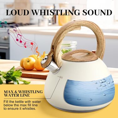 Чайник заварний з нержавіючої сталі Teekessel Pfeifende для плити та індукції, 2.5 л, зелений