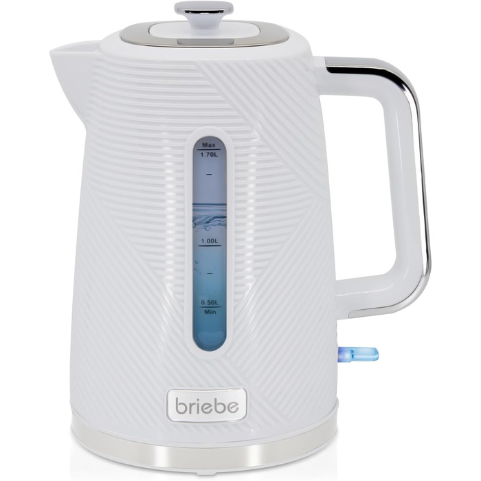 Набір для сніданку Briebe Elegance: тостер на 2 підсмажування, 7 рівнів підсмажування + чайник 1,7 л, 2200 Вт, BPA-free, сучасний дизайн (білий)