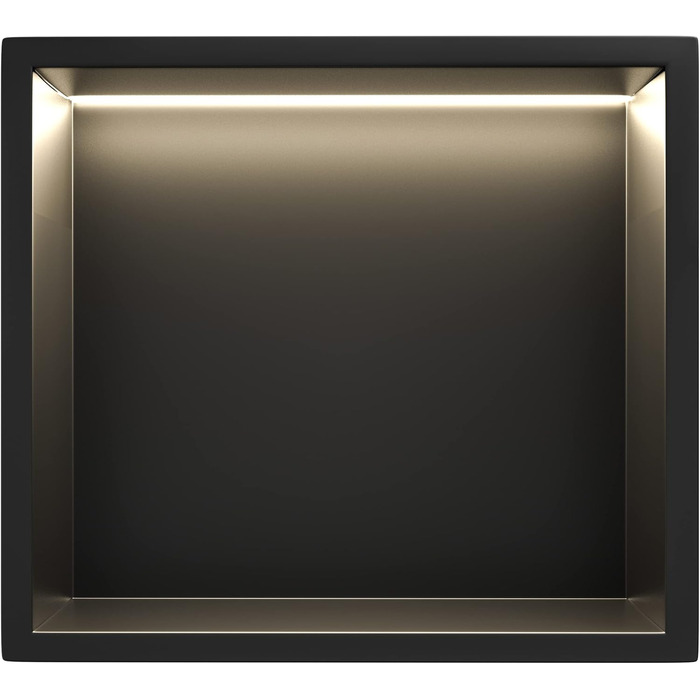 Ніша для душу Bernkot з нержавіючої сталі 300x300 мм з LED-підсвіткою, водонепроникна, монтаж без плитки, для зберігання у ванній
