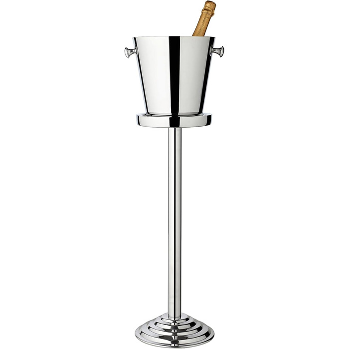 EDZARD Sparkling Wine Cooler Valencia - Stainless Steel - Bottle Cooler, Champagne Cooler incl. Stand - Drink Cooler for 1 Bottle - Bowl for Wine, Sparkling Wine & Ice Cubes - Wine Cooler Hammered with Handles (Smooth)