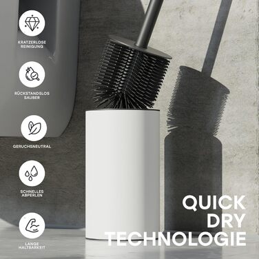 Силіконова щітка для унітазу SAVEGA з нержавіючої сталі з підставкою - гігієнічна щітка з бризковим захистом