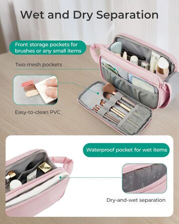 BAGSMART Косметичка для подорожей, органайзер для макіяжу та туалетних аксесуарів, чорна