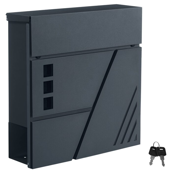 Поштовий ящик настінний SONGMICS з оглядовим вікном, замок, ключі, срібно-антрацитовий GMB053G01