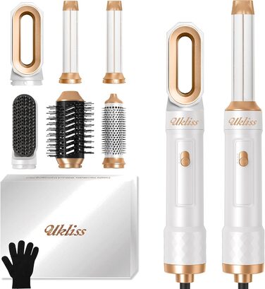 Фен-щітка UKLISS Pro 6-в-1: мультистайлер для об'єму, локонів та укладки волосся – білий