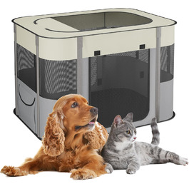 Клітка для цуценят Relaxdays, розкладна, 43x71x55 см, для дому та вулиці, портативна, оксфордська тканина, кольорова (L)