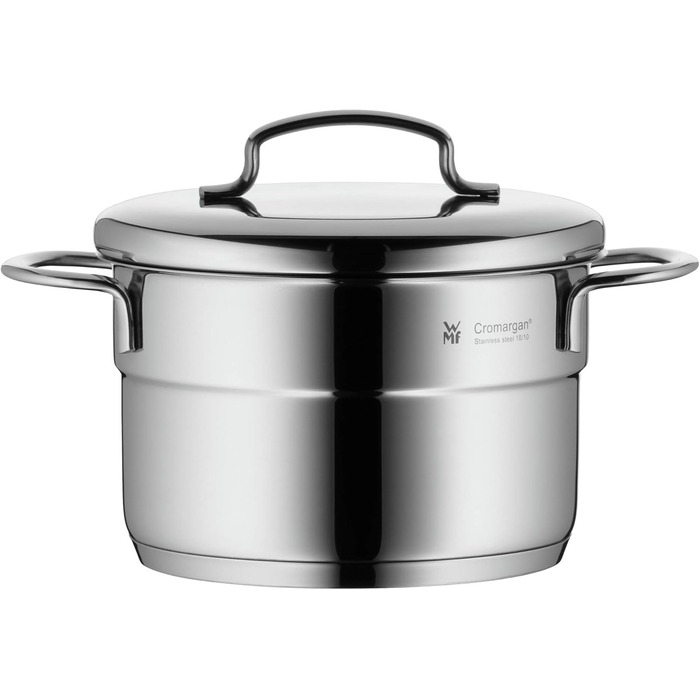 Каструля WMF Mini Kochtopf 16 см з кришкою з нержавіючої сталі Cromargan, 1,5 л, для маленьких порцій, індукційна плита, для одноосібного користування