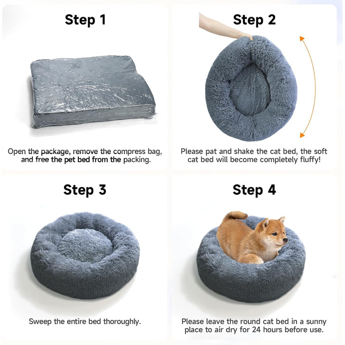 М'яке круглі ліжко для собак та котів, 50 см, рожеве, 80x80x25 см (L x W x H)