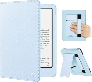 Чохол Fintie для Kindle Paperwhite 12-го покоління (2024/2025) з підставкою, петлею та авто-сном, чорний (небесно-блакитний)