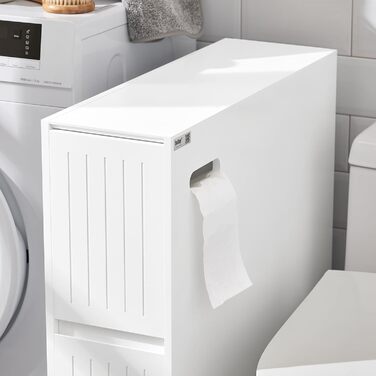SoBuy BZR111-W Niche Shelf 20cm with Wheels Kitchen Shelf Niche Cart Roll Cart Niche Cabinet Narrow Shelf Toilet Paper Storage Bathroom Furniture White WxHxD approx. 20x75x60cm