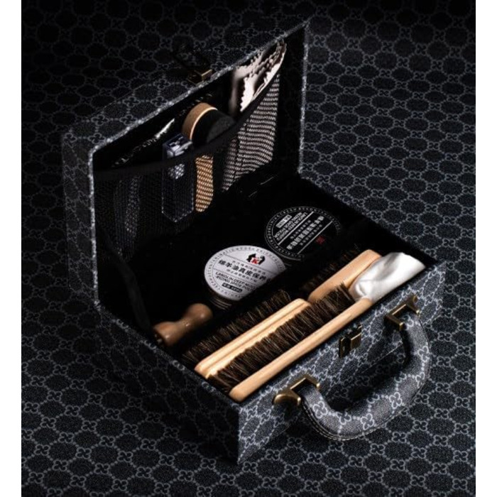 FGXY Shoe Care Set, 11-Piece Shoe Care Set Shoe Polishing Travel Set with Brush Horsehair Shoe Cream Wood Applicator Brushes Shoehorn