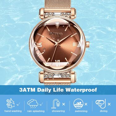 Жіночий годинник CIVO: водостійкий, мінімалістичний, кварцовий, кварцовий годинник для жінок (Y-3 рожеве золото)