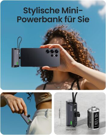 Power Bank SHARGE Flow Mini 2 22.5W: Компактний акумулятор з інтегрованим кабелем для iPhone та Galaxy, USB-C та Lightning