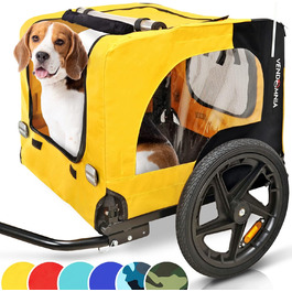 Причіп для собак до велосипеда, складаний, з прапорцем та ременем. Доступні кольори: червоний, пісочний, м'ятний, фіолетово-блакитний, військово-блакитний, військово-зелений