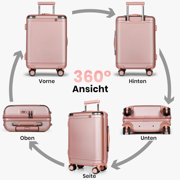 Набір валіз Tavoxda 3 шт. з TSA-замком, розкладний телескопічний ручка, великі валізи, набір для подорожей (1 шт, рожеве золото)