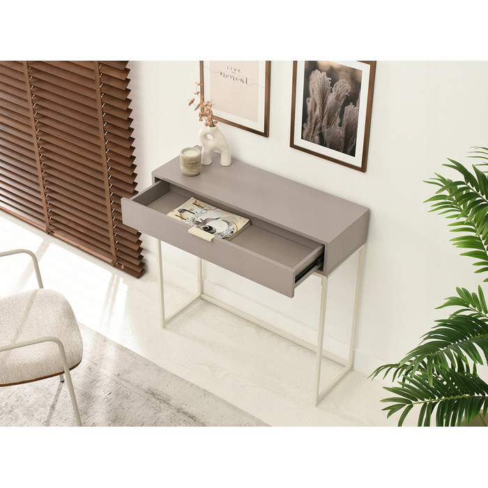 Консольний столик Mebel-Partner, колір крем (матовий бежевий), 80 x 76,5 x 28 см