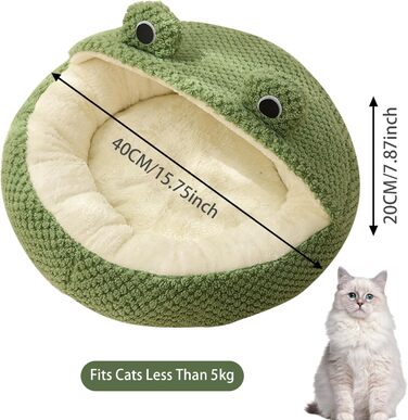 Килимок для кота з капюшоном у вигляді жаби, м'який, плюшевий, круглий, з підкладкою, для зими та осені, антиковзкий, з підкладкою, для домашніх тварин
