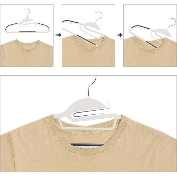 Набір вішалок SONGMICS 30 шт., для костюмів, з пластику, преміум-якість, антиковзаюче покриття, економія місця, 0,5 см товщина, гачок рожевого золота, поворот на 360°, ширина 41,5 см, світло-сірий + темно-сірий