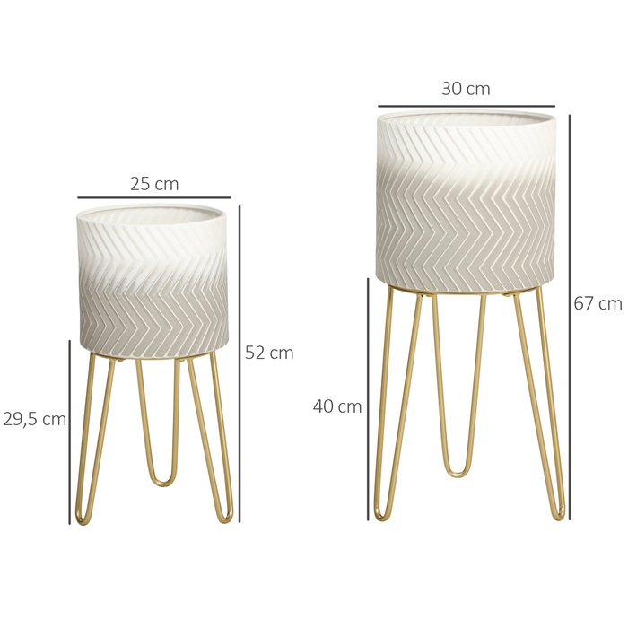 Outsunny 2-Piece Flower Pot Stand Planter Stand Shelf for Living Room & Balcony Made of Metal, Modern Design