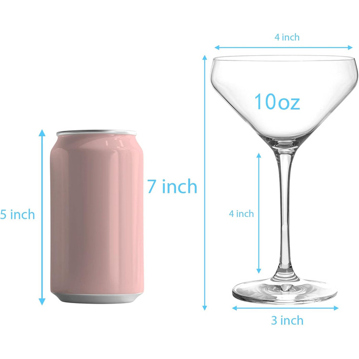 Набір келихів для Мартіні Crystal Martini 4 шт, 325 мл, преміум, без свинцю, прозорі, з подарунковою коробкою