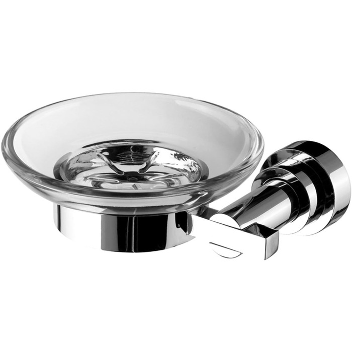 VELMA - 201059 - Exclusive soap dish holder with tempered glass soap tray from our Novara series in a timelessly beautiful design - Highly polished chrome-plated brass - No plastic - High-quality quality!