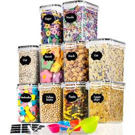 Набір контейнерів для продуктів з кришкою, 16 шт., BPA free, герметичні, для зберігання круп, борошна, цукру, з етикетками (1.6л)