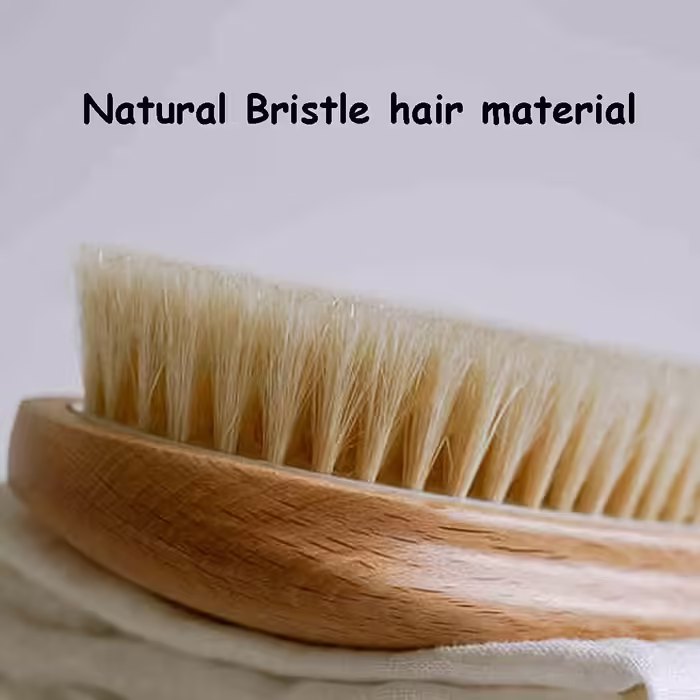Transparent Particle-Matte Finish Anti-Slip Grip Body Brush, Bath Brush Wet and Dry Back Brush, Natural Bristle Hair Beechwood Material (14.8 * 3.1 inches * 2)