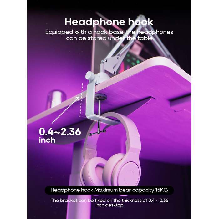 Кріплення для мікрофона на настільний стіл, 40 см, для HyperX QuadCast, Blue Yeti, 360° оберт, з адаптером 3/8' - 5/8'