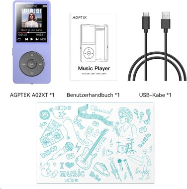 MP3 плеєр AGPTEK 32GB Bluetooth 5.3, 1.8