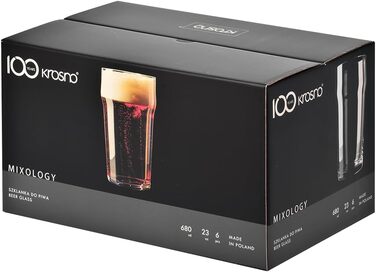 KROSNO Nonic Biergläser (6 шт x 500 мл) - Пивні келихи для лагеру та елю, міцна склянка для вечірок, без свинцю, можна мити в посудомийці