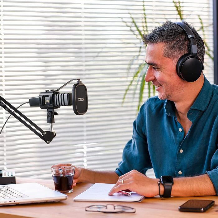USB мікрофон TONOR TC30 з підставкою, поп-фільтром та мікрофонною павутиною для стримінгу, подкастингу та запису голосу. Сумісний з ПК та ноутбуком