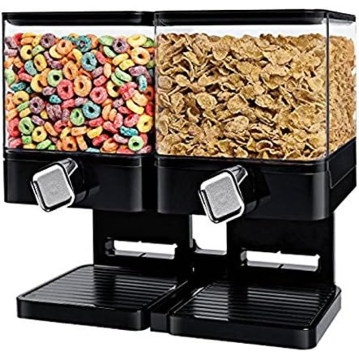 Подвійний/одинарний дозатор зерна для сухого корму для тварин, контейнер-машина/сховище, вміщує 540 г корму (Чорний)