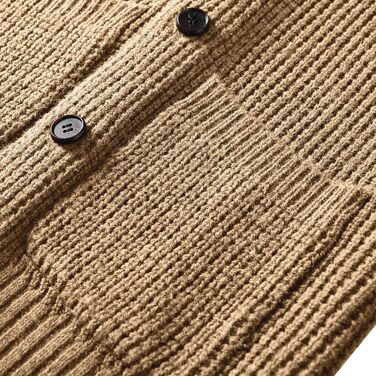 Чоловічий в'язаний кардиган з коміром-шарфом, візерунок 