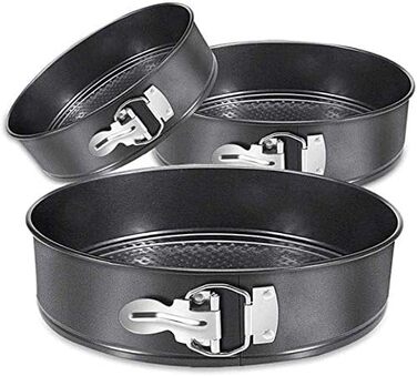 Набір форм для випічки (3 шт.) діаметром 12/18/22 см, круглі, з антипригарним покриттям, для тортів та кішок, чорний колір