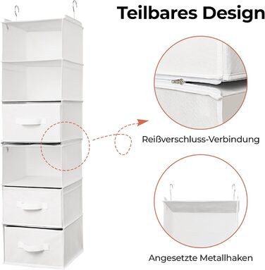 Органайзер для шафи GRANNY SAYS, підвісний, з шухлядами, 1 шт. Підвісне зберігання, полиця для шафи, тканинний органайзер для спальні (білий)
