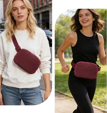 Сумка на пояс для жінок та чоловіків: спортивна, з регульованим ремінцем та блискавкою. Містка сумка для телефону, ідеальна для бігу, подорожей, прогулянок та активного відпочинку (колір: коричневий, тедді).