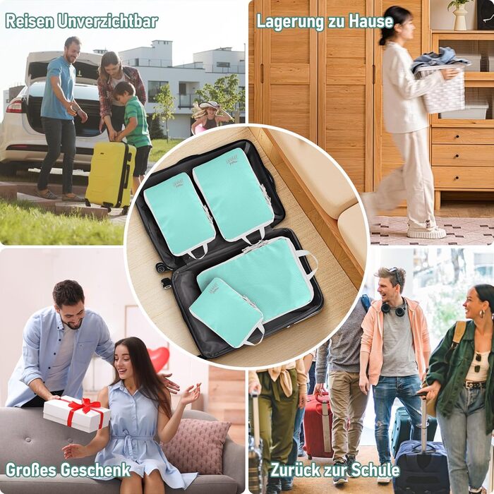 Органайзер для валізи Kompression: набір кубів для пакування, компресійні мішки для подорожей, аксесуари для валізи (блакитний)