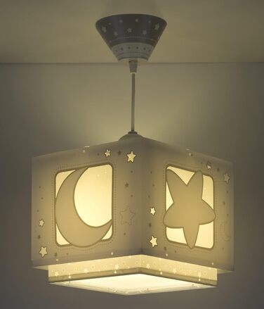 Ceiling Lamp for Kids' Room, Pendant Light, Hanging Lamp, Ceiling Light for Children, Moon and Stars Gray MoonLight, 63232E, E27
