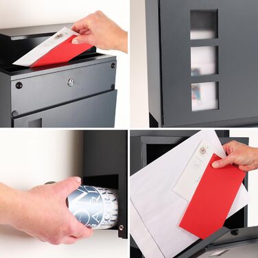 Поштова скринька Forgard Helsingborg антрацит з газетницею (RAL 7016), персоналізована, з монтажним комплектом, з цинкової сталі