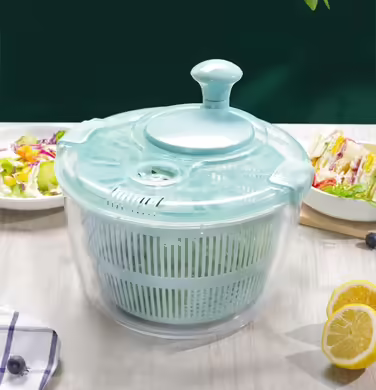 KMAKII Salad Spinner – Salad Washer, 5L Salad Dryer, Salad Spinner with Vegetable Wash Basket, Household Fruit Dehydrator Draining Rack, Manual Salad Cleaner for the Kitchen, Blue