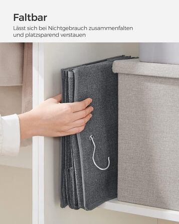 Організатор для шафи SONGMICS, навісний, складний, з металевими гачками та бамбуковими вставками (сірий, 2 шт.)