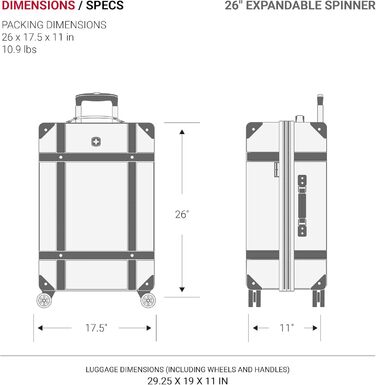 Валіза Swiss Gear 7739 з жорстким корпусом, спінерами, білий (2-Piece Set 19/26)