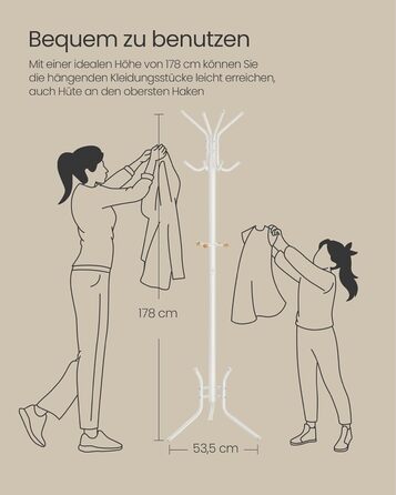 SONGMICS 182 cm Height Wardrobe Rack, Stable Metal Clothes Rack, White, RCR19W (53.5 x 53.5 x 178H cm, Pearl White)