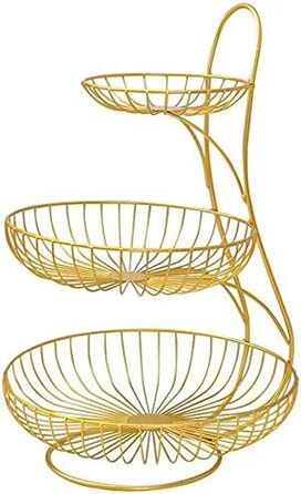 Дратяна корзина для фруктів та овочів на 2-3 ярусах (золота)