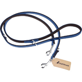 Leather Dog Leash - Training Leash - Leather Leash for Dog - Leash 3-Way Adjustable, for all Dogs (230cm, Blue)