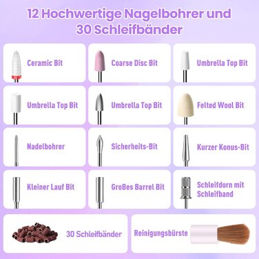 Електричний фрезер для нігтів 15 в 1: професійний набір для манікюру та педикюру, 35000 об/хв, для гелю та акрилу