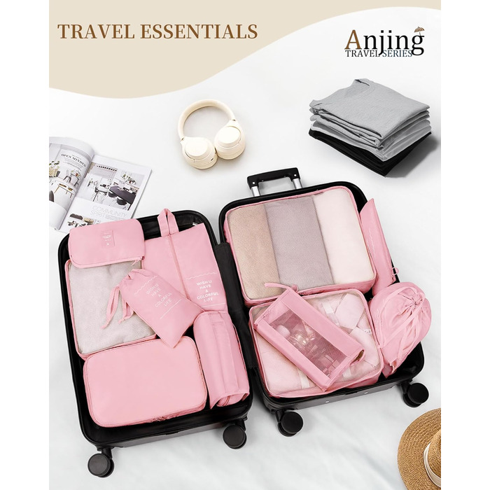 Органайзери для валіз, дорожні аксесуари, водонепроникні сумки-органайзери, 10 шт. Бежевий (Рожевий-11 шт.)