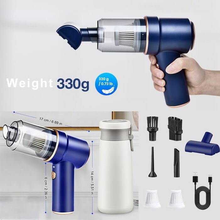 Бездротовий портативний пилосос 2-в-1 для дому, авто та тварин, 15000PA, мокрий/сухий, 120W (фіолетовий)